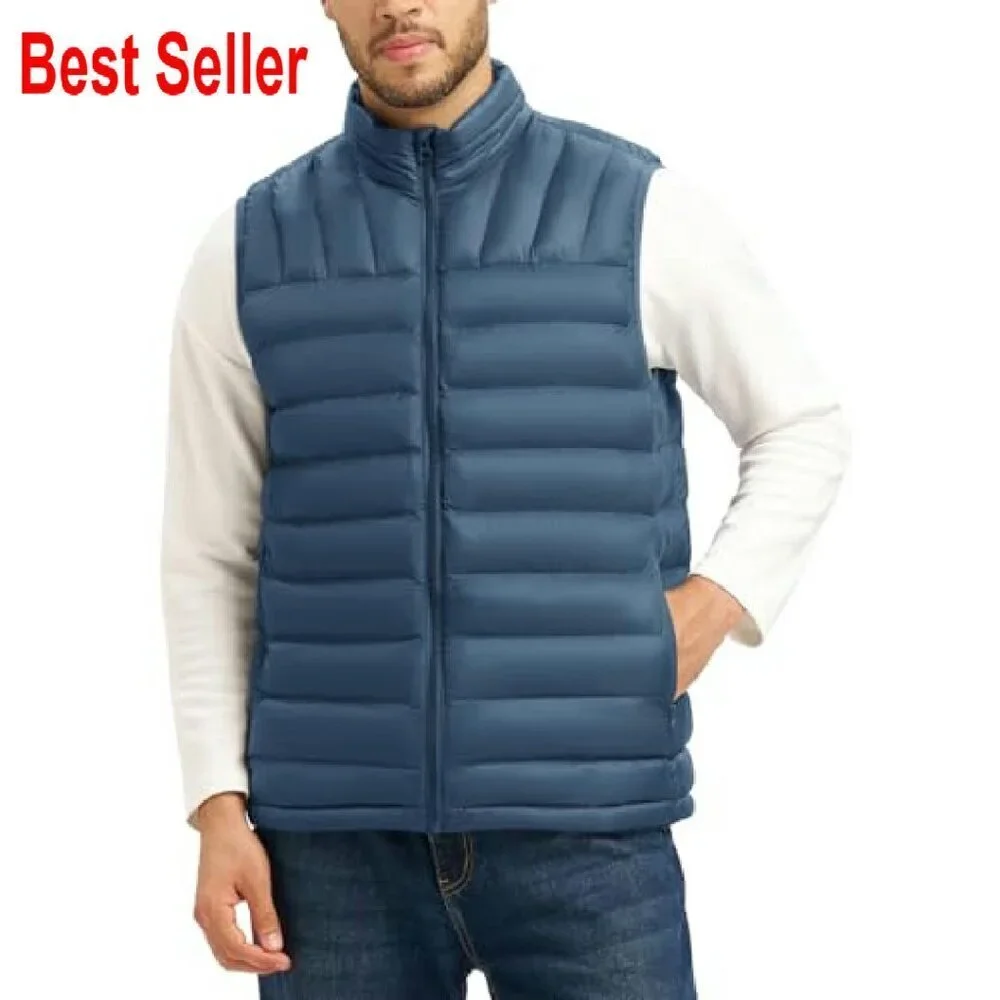 Lightweight Packable Puffer Vest Sleeveless Jacket for Golf Hiking Travel